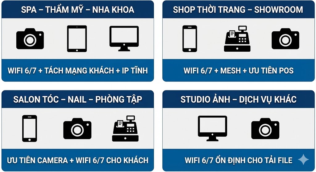 WiFi cho các mô hình dịch vụ phổ biến